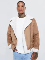 Suede Aviator Jacket With Fur Lined
