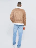 Suede Aviator Jacket With Fur Lined