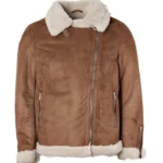 Suede Aviator Jacket With Fur Lined