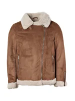 Suede Aviator Jacket With Fur Lined