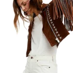 Women studded Suede biker Jacket