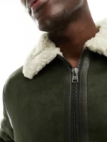 suede aviator jacket with borg lining