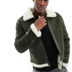 suede aviator jacket with borg lining