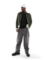 suede aviator jacket with borg lining