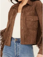 BLANKNYC Women's Faux Suede Fringe Jacket