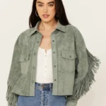 BLANKNYC Women's Faux Suede Fringe Jacket