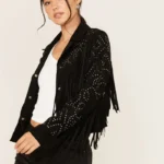 Idyllwind Women's Blair Fringe and Studded Faux Suede Snap Jacket