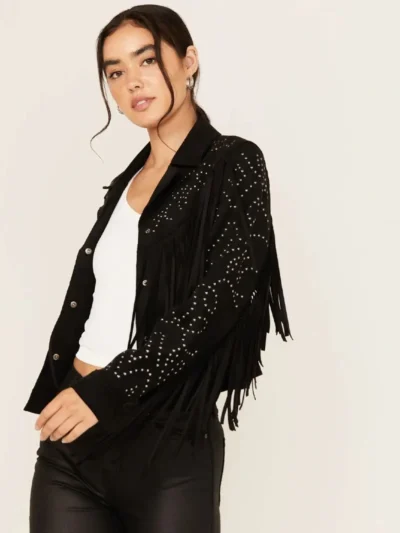 Idyllwind Women's Blair Fringe and Studded Faux Suede Snap Jacket