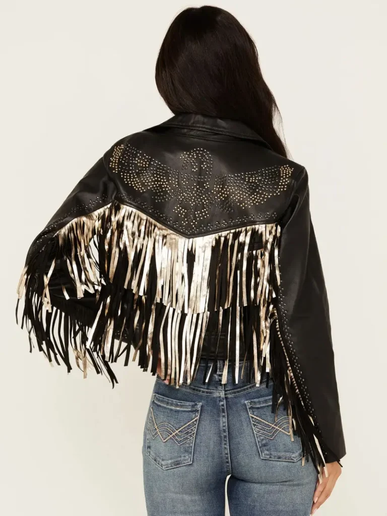 Idyllwind Women's Sparks Studded Thunderbird Fringe Leather Jacket
