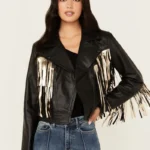 Idyllwind Women's Sparks Studded Thunderbird Fringe Leather Jacket