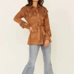 MINKPINK Women's Tan We Are Free Fringe Jacket