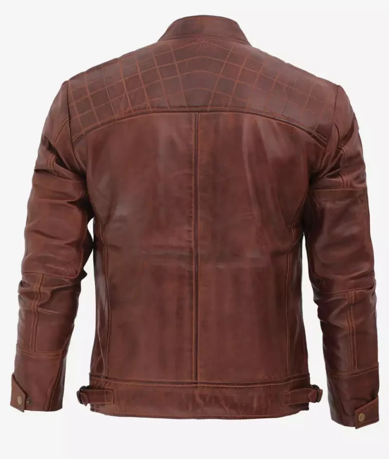 Men's Cafe Racer Cognac Leather Jacket