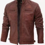 Men's Cafe Racer Cognac Leather Jacket