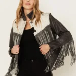 STS Ranchwear Women's Frontier Blackstone Cowhide and Fringe Leather Jacket