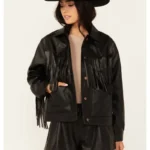 Wrangler Women's Wild Oversized Faux Leather Fringe Jacket