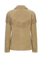 Beige Suede Fringe Jacket for Women Western Style back side