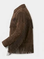 Brown Suede Fringe Jacket for Men Western Studded Style - Image 3
