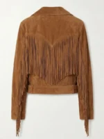 Brown Suede Fringe Jacket for Women Western Belted Style - Image 4