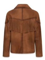 Brown Suede Fringe Jacket for Women Western Blazer Style back side