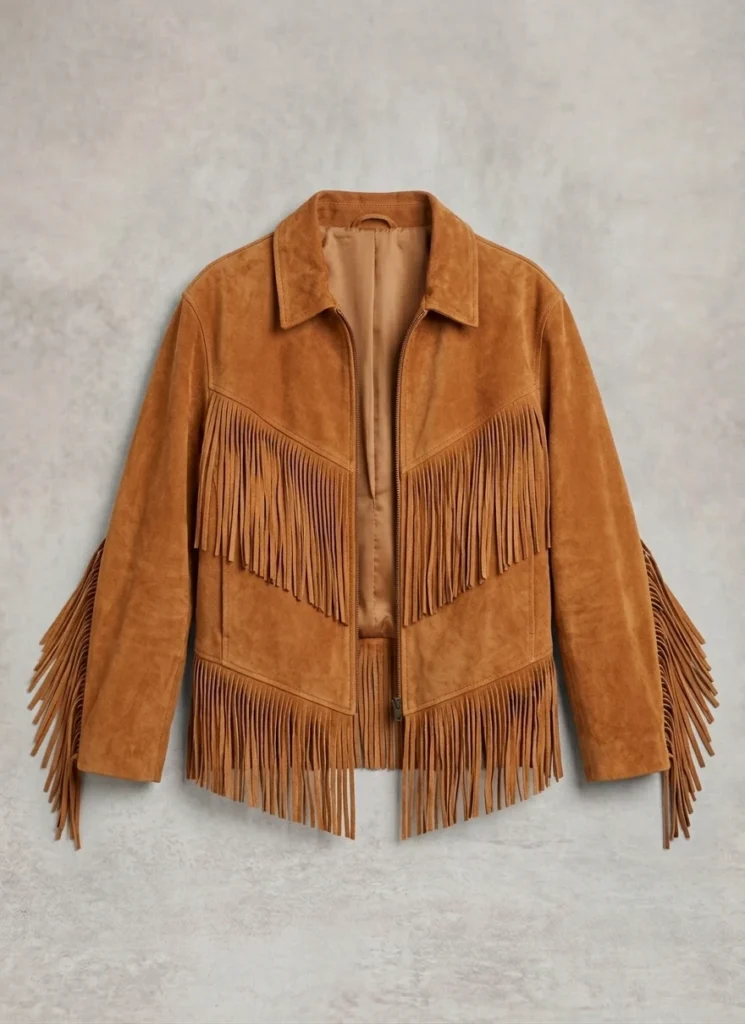 Brown Suede Fringe Jacket For Women Western Style 1 Brown Suede Fringe Jacket for Women Western Style front