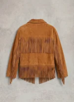 Brown Suede Fringe Jacket for Women Western Style back side