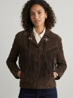 Dark Brown Suede Fringe Jacket for Women Western Style