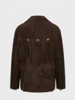 Dark Brown Suede Fringe Jacket for Women Western Style - Image 4