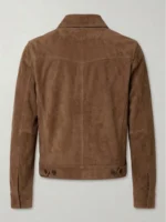Mens Brown Suede Shirt Jacket Classic Button Front Casual Style back