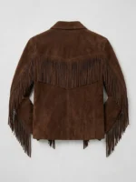 Mens Brown Suede Western Fringe Jacket back