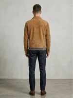 Mens Tan Suede Trucker Jacket Classic Western Workwear Style back