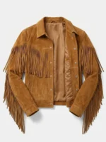 Tan Suede Fringe Jacket for Men Western Style - Image 3
