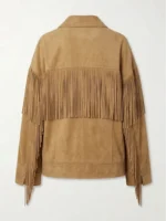Tan Suede Fringe Jacket for Women Western Style back