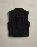 Women’s Black Suede Biker Vest Asymmetrical Zipper back