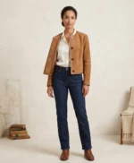 Women’s Brown Suede Jacket Classic Button Front Style