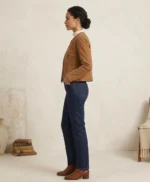 Women’s Brown Suede Jacket Classic Button Front Style - Image 3