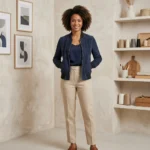 Womens Navy Blue Suede Bomber Jacket Classic Ribbed Style