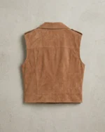 Women’s Tan Suede Biker Vest Asymmetrical Zipper back