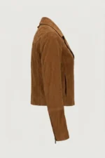 Womens Tan Suede Jacket Classic Western Yoke Zip Front Style - Image 5