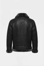 Mens Black Genuine Shearling B3 Aviator Flight Jacket back2