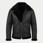 Men’s Black Shearling Leather Aviator Jacket