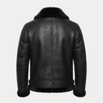 Men’s Black Shearling Leather Aviator Jacket back