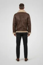 Mens Distressed Brown Genuine Shearling B3 Flight Jacket back