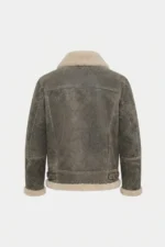 Mens Distressed Genuine Shearling Aviator Flight Jacket back