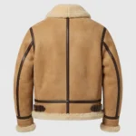Men’s Tan Shearling Aviator Jacket with Shearling Collar back