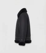 Women’s Black Shearling Aviator Jacket side arm