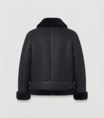 Women’s Black Shearling Aviator Jacket back