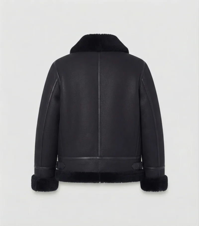 Women’s Black Shearling Aviator Jacket back