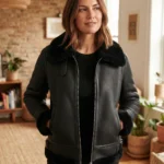 Women’s Black Shearling Aviator Jacket