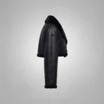 Women’s Black Shearling Cropped Jacket – Leather Aviator Jacket with Fur Collar - Image 4