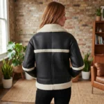 Women’s Black Shearling Jacket back side